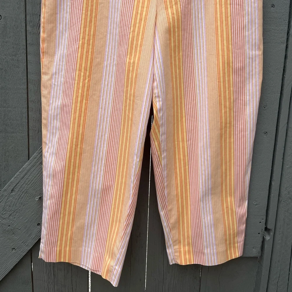 Talbots Relaxed Fit Cropped Pants Summer Vacation Orange Stripes Size 14 - Picture 5 of 8